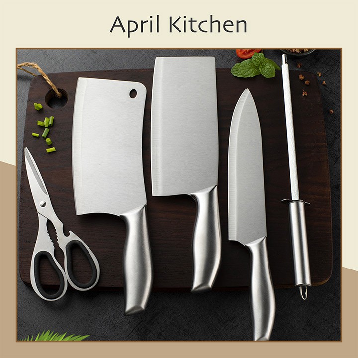 Bộ dao nhà bếp đa năng 5 món tặng kèm hộp đựng dao thép không gỉ cao cấp DAO01