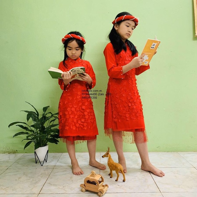 Áo dài đẹp cho bé gái kiểu áo dài cách tân hàng đẹp size 1- 16 tuổi