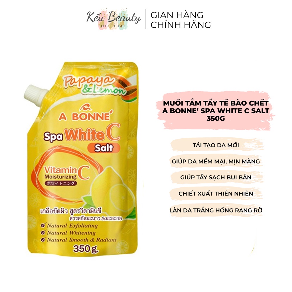 Muối tắm Sữa Bò, Sữa Chua, Vitamin C, tẩy da chết Spa A Bonne' (350G), Thái Lan, có vòi