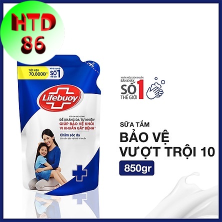 Sữa tắm Lifebuoy - Lifebouy túi xanh 850g - Chăm sóc da