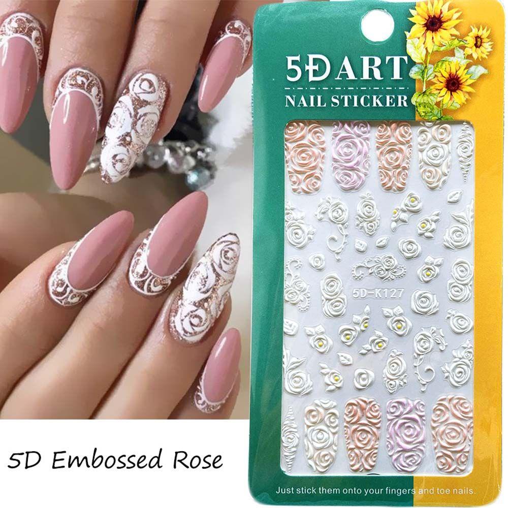 OCEANMAP Miếng Dán Trang Trí Móng Tay 5D In Họa Tiết Euporean DIY