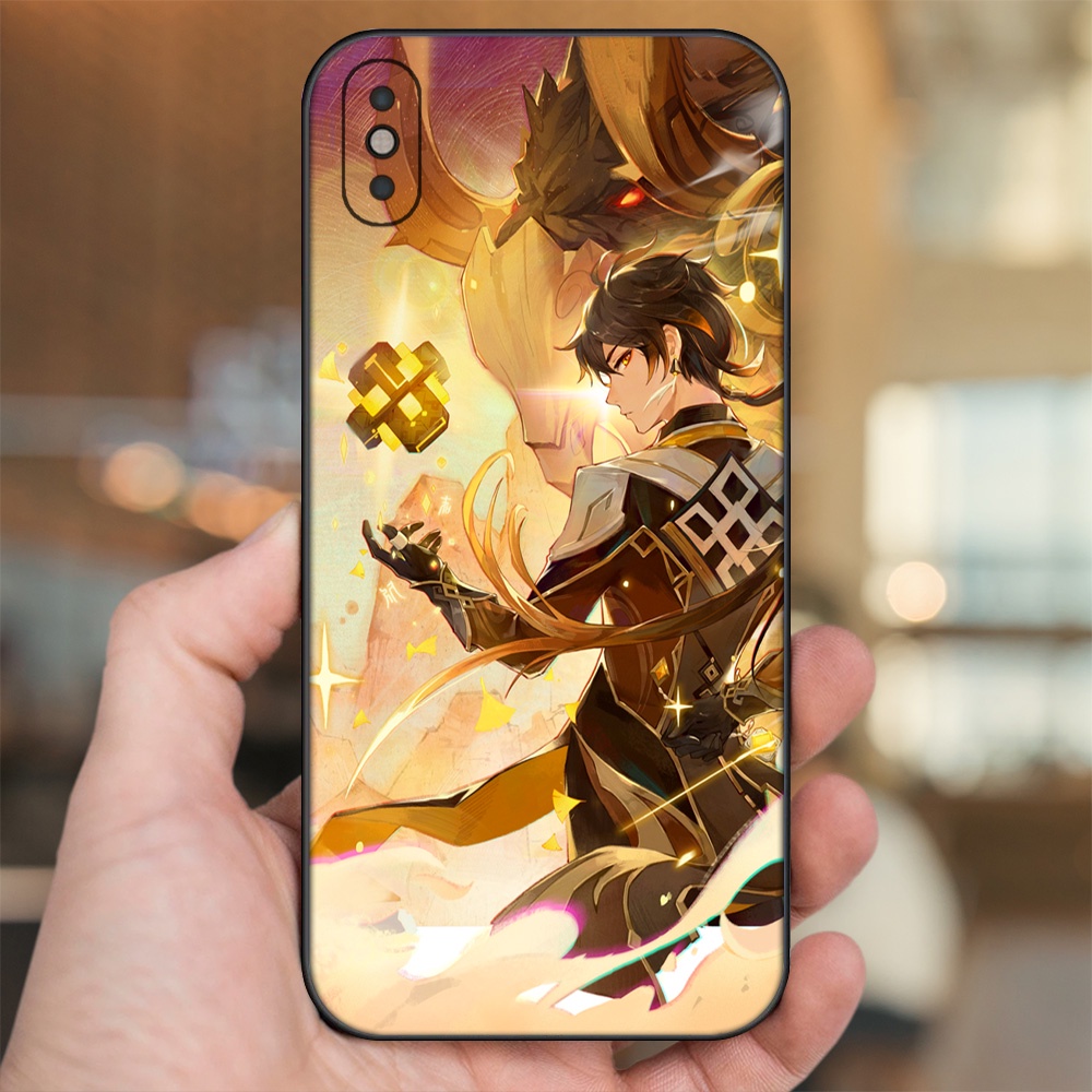 Ốp lưng iPhone Xs Max dẻo đen cạnh vuông in hình Zhongli Genshin Impact