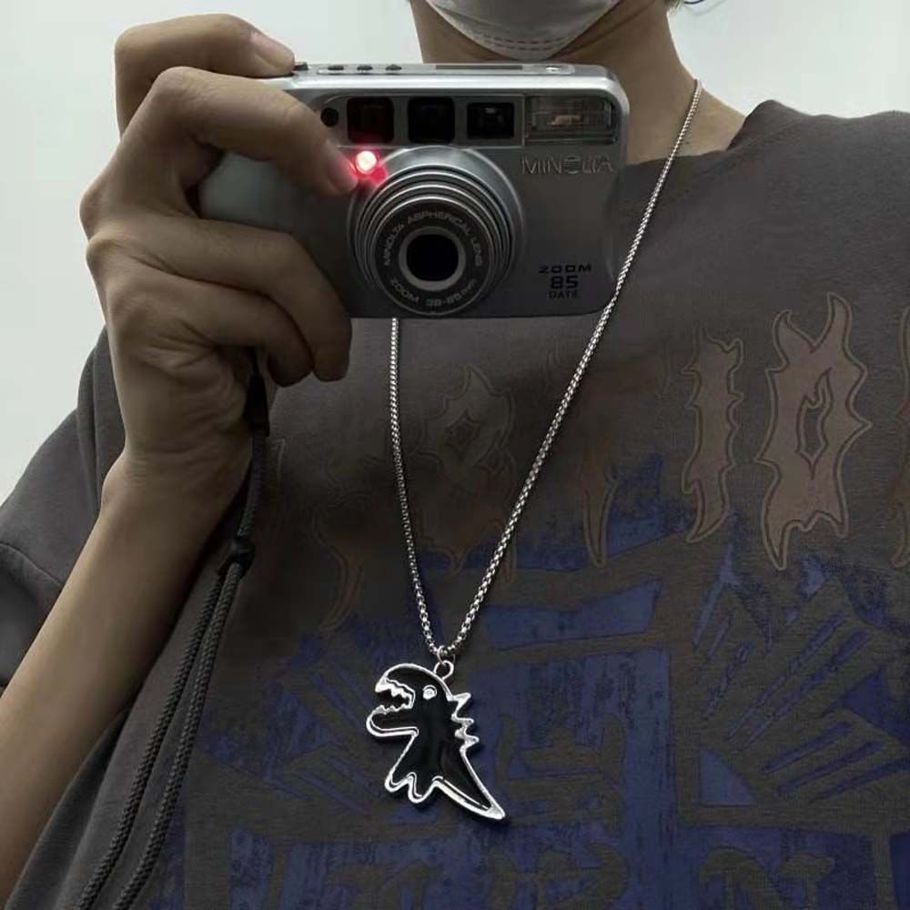 Vòng cổ kim loại mặt hình khủng long dễ thương phong cách Hàn Quốc