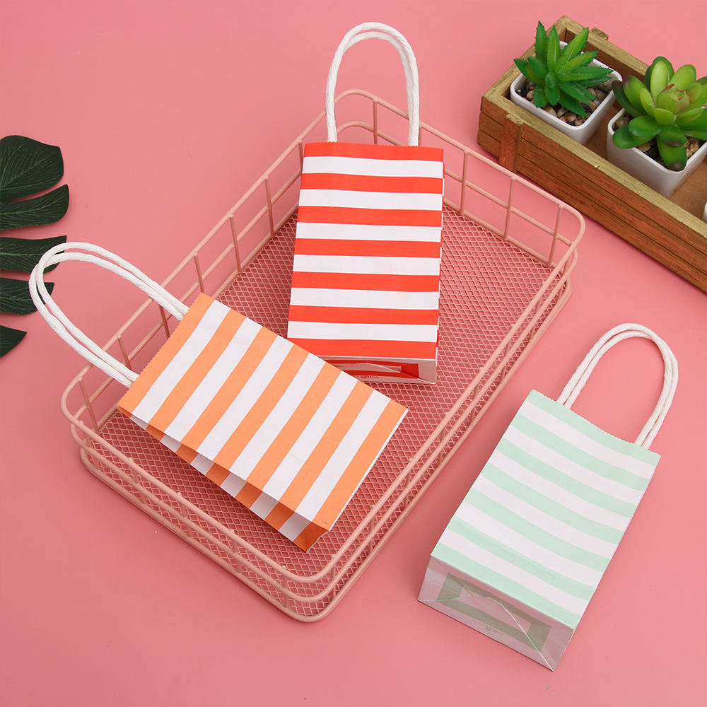 Bộ 5/10/20 Túi Giấy Gói Quà Họa Tiết Kẻ Sọc Màu Đen Đa Năng Dùng Cho Tiệc Sinh Nhật/Tiệc Cưới