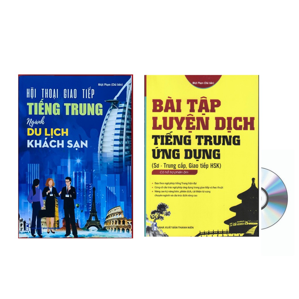 Sách-Combo: Bài tập luyện dịch tiếng Trung ứng dụng sơ trung cấp+Hội thoại giao tiếp tiếng Trung ngành du lịch khách sạn