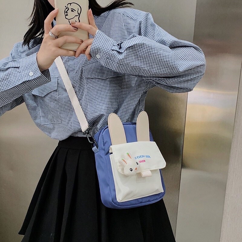 Túi tote đeo chéo mini Tai thỏ HELLO EVERY GIRL FASHION vải bóng mềm mịn cá tính giá rẻ mã TOTE1