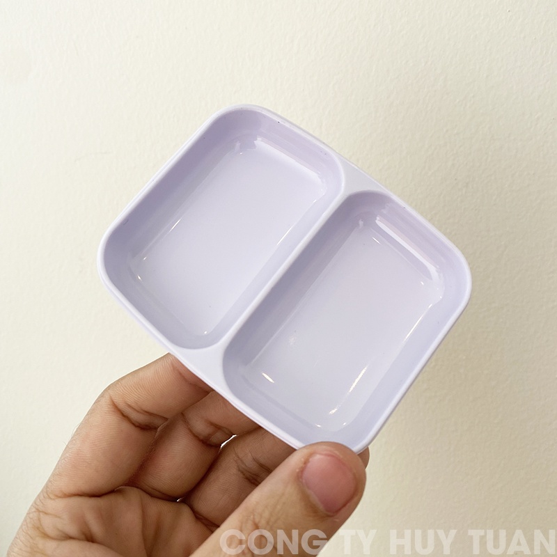Đĩa đựng nước chấm, gia vị 2 ngăn bằng nhựa phíp bền đẹp Việt Nhật 1205 (DP02)