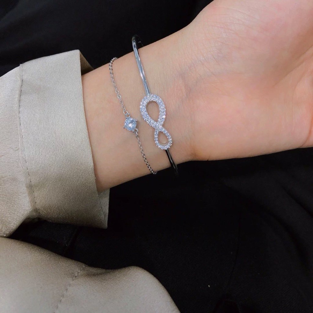 Vòng Đeo Tay Mạ Bạc S925 Mặt Trái Tim Vĩnh Cửu Và Lãng Mạn 5518871