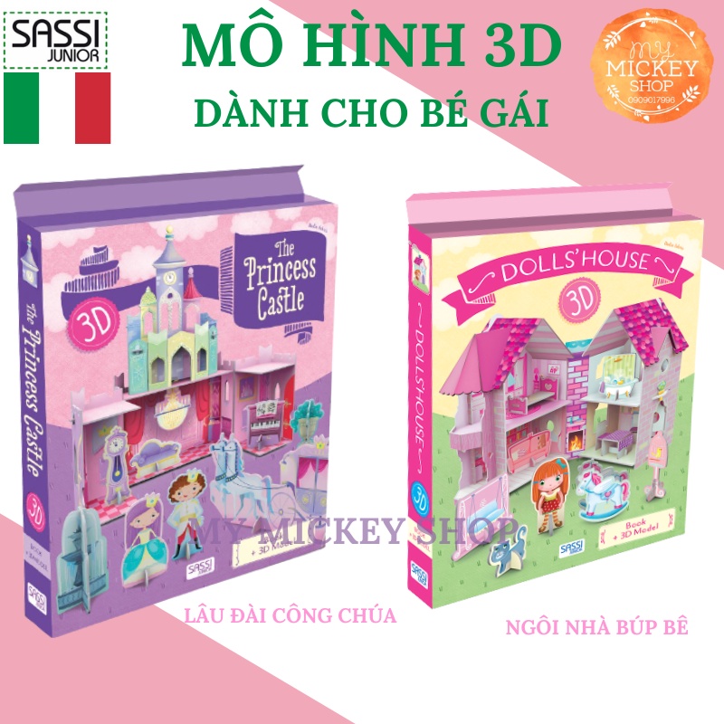 Bộ mô hình 3D Hãng Sassi dành cho các bé gái từ 6 tuổi 2 mẫu Ngôi Nhà Búp Bê và Lâu Đài Công Chúa My Mickey Shop