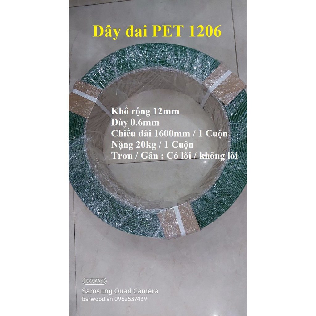 Dây đai PET Mã 1206 Bản rộng 12mm Dày 0.6mm Cuộn Nặng 20kg