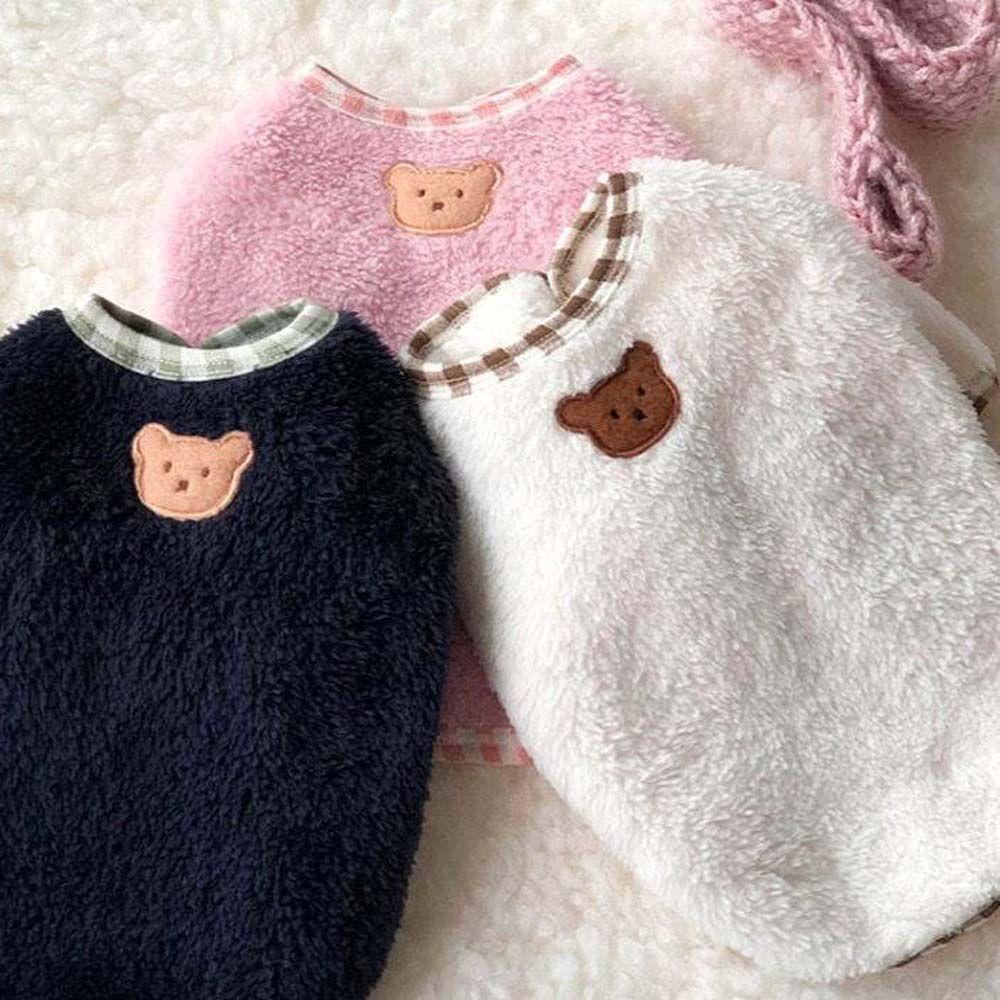 Bộ Quần Áo Lông Cừu Thêu Hình Gấu Giữ Ấm Cho Thú Cưng