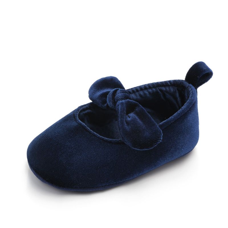 Bộ 2 Giày Cotton Đế Mềm Chống Trượt Đính Nơ Kèm Băng Đô Dành Cho Bé Gái Sơ Sinh