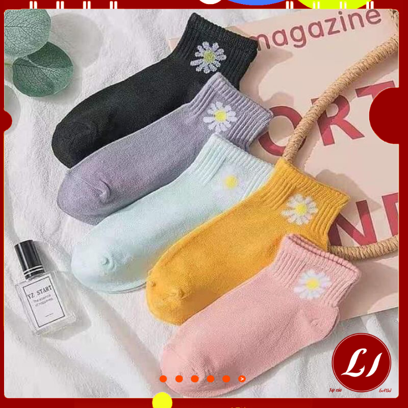 Set TẤT NGẮN HOA CÚC nữ mềm, giữ ấm chân tiện lợi