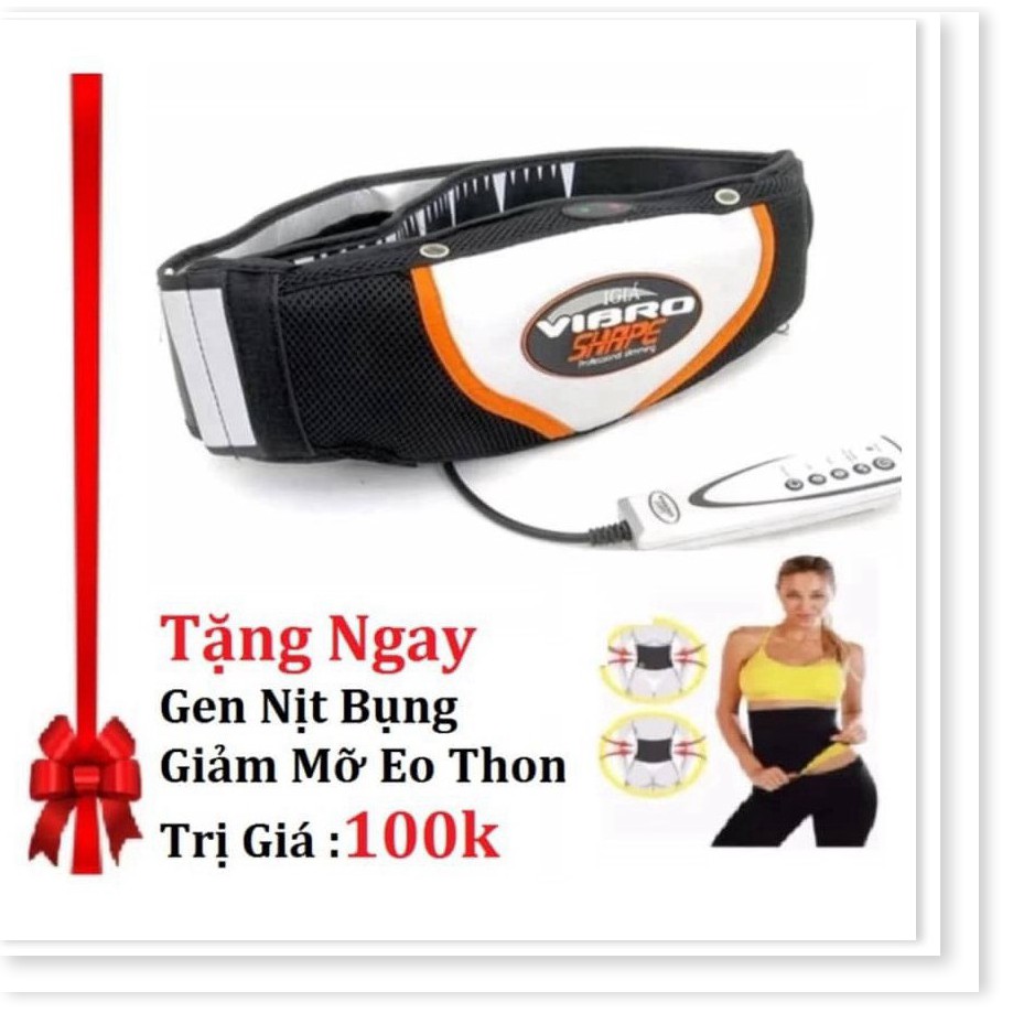 Đai massage giảm mỡ bụng nóng & rung Vibro Shape (Đen) + Tặng gen nịt bung