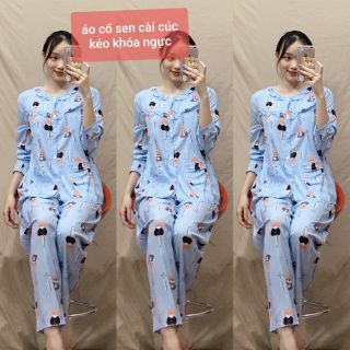 bộ đồ lanh lụa dài tay sau sinh có khoá cho con ti dưới 68kg