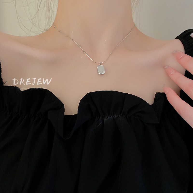DREJEW Dây chuyền thép titan cao cấp mặt hình học in chữ thời trang cho nữ