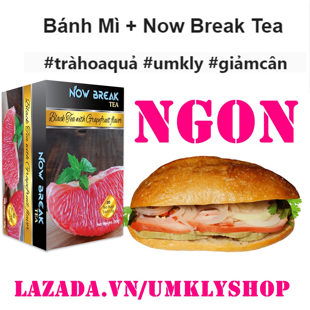 Trà Bưởi Now Break Tea - Combo 2 hộp (kiểu trà Cozy, Lipton, Ahmad, Dilmah, Olong, Atiso, Nestea, quà Tết,  giảm cân)