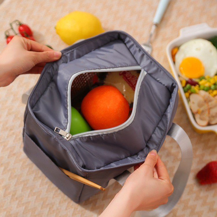 Túi giữ nhiệt đựng đồ ăn  LUNCH BAG vải Oxfoxd 3 lớp, lót nhôm, có khoá kéo