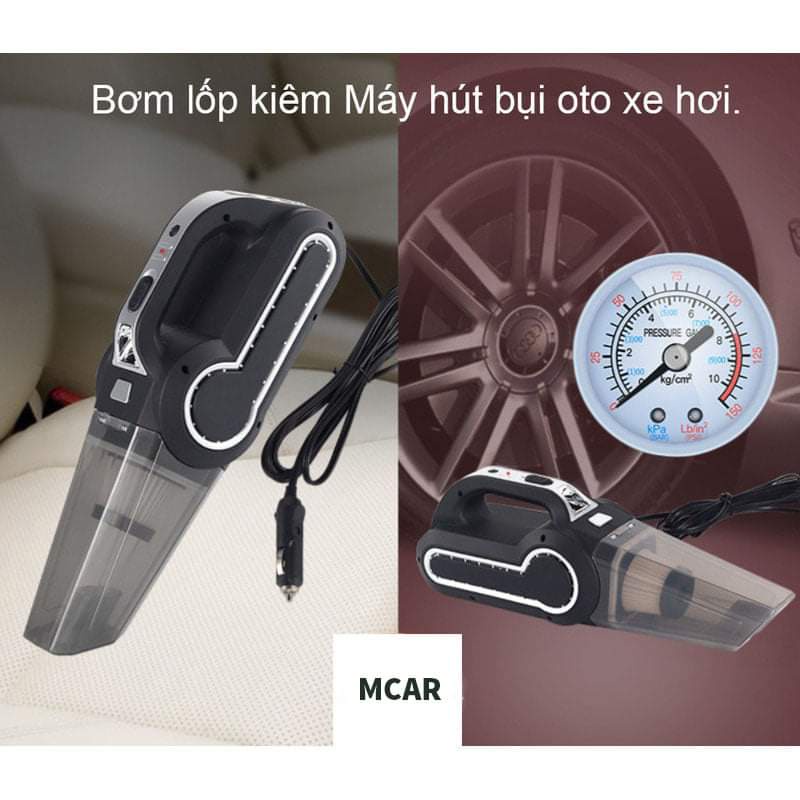 Máy bơm lốp ô tô xe hơi xe máy đa năng kiêm máy hút bụi oto cầm tay mini không dây lực hút cực mạnh rất tiện lợi