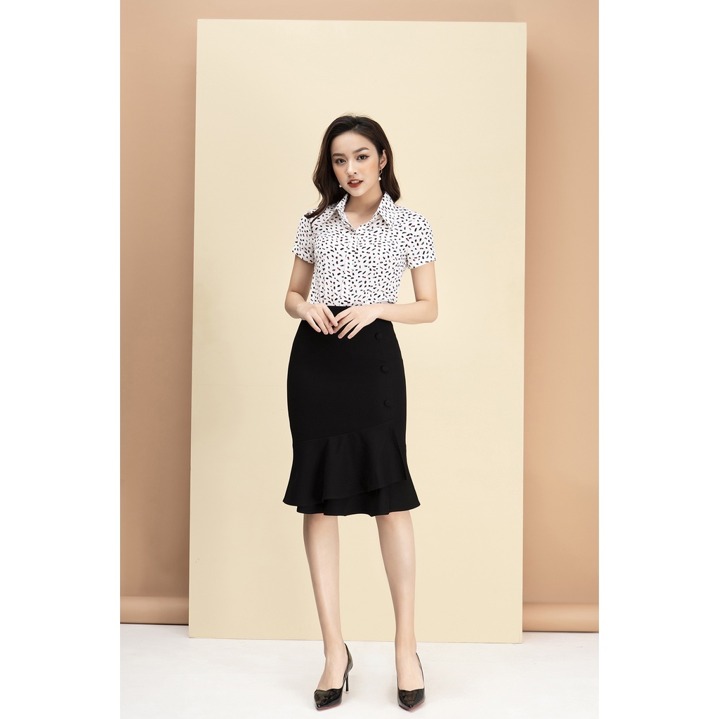 Áo Sơ Mi Nữ Ngắn Tay Cổ Đức Cao Cấp LUPERI LFSM1121 Chất Liệu Lụa Cát Cho Nữ Công Sở