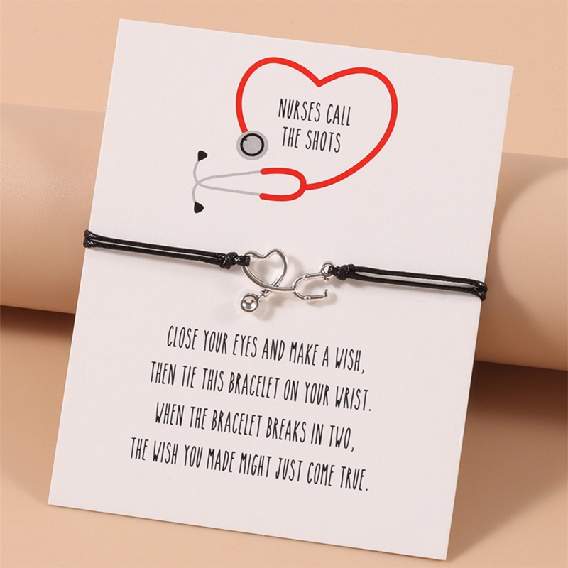 Flgo Vòng Tay Dây Bện Mặt Ống Nghe Nhịp Tim Khắc Chữ Best Friend Thời Trang Cho Nam Và Nữ