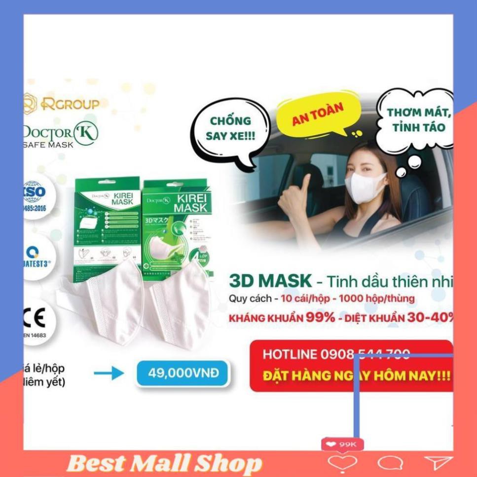 Combo 5 hộp Khẩu trang 3D tinh dầu bạc hà thiên nhiên Doctor K - Chống say xe – 10 cái/hộp