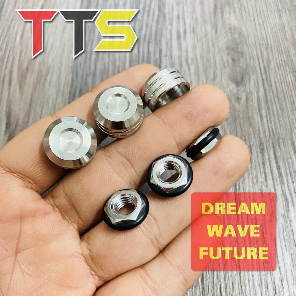 Ốc tán kèm nắp chụp chỉnh nồi Salaya V2 sử dụng lắp Honda Wave, Dream, Future chất liệu inox 304