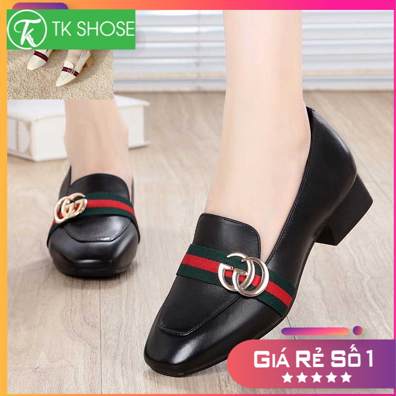 Giày cao gót da mịn mũi vuông