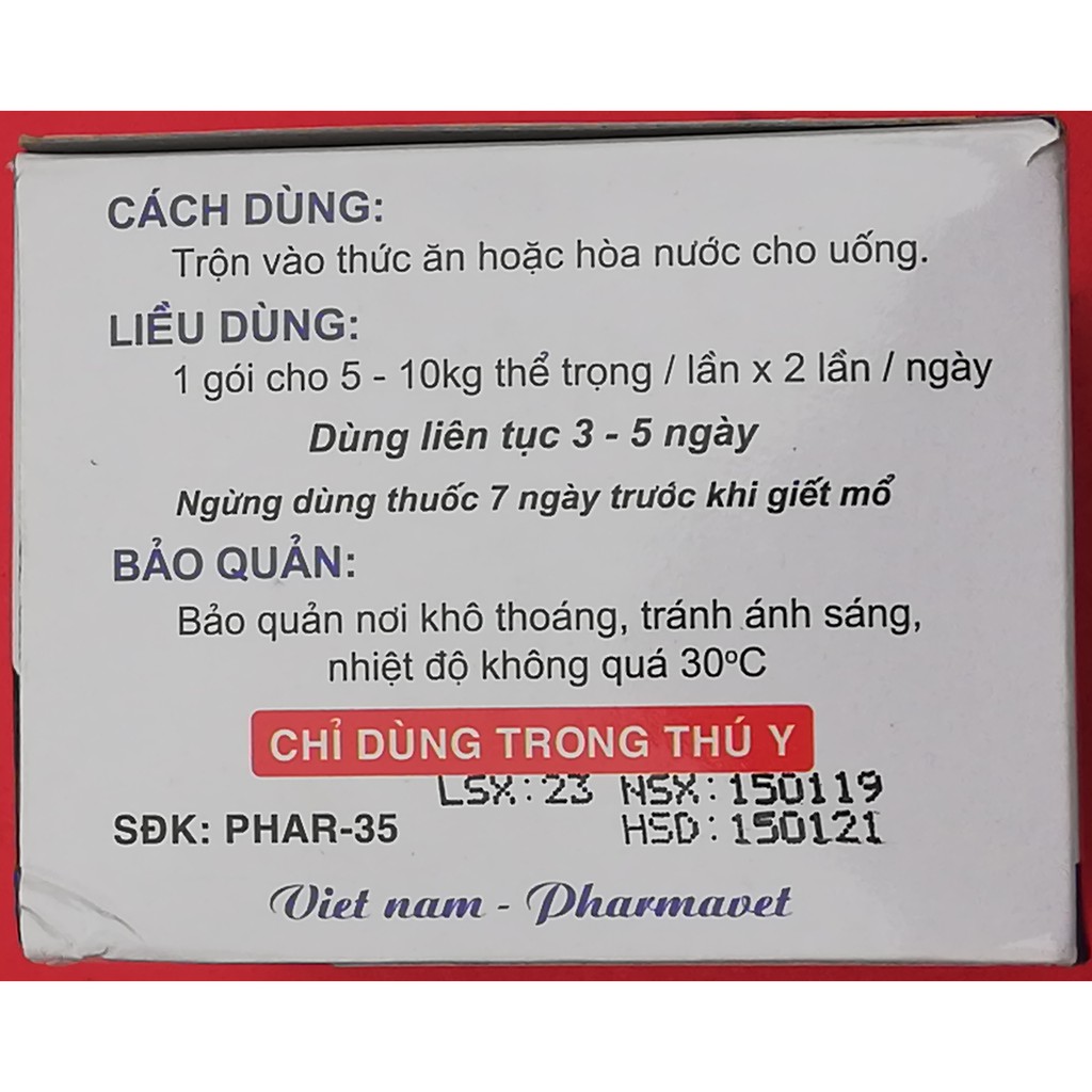 Hanpet.GV- 1 gói Doxy- Sul- Trep 5g cao cấp chuyên dùng cho chó và mèo