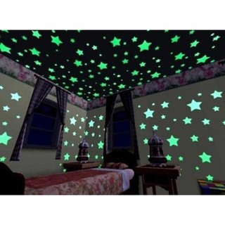 Ngôi sao dạ quang 💕FREESHIP💕 Gói 100 cái ngôi sao phát sáng dán tường trang trí phòng ngủ