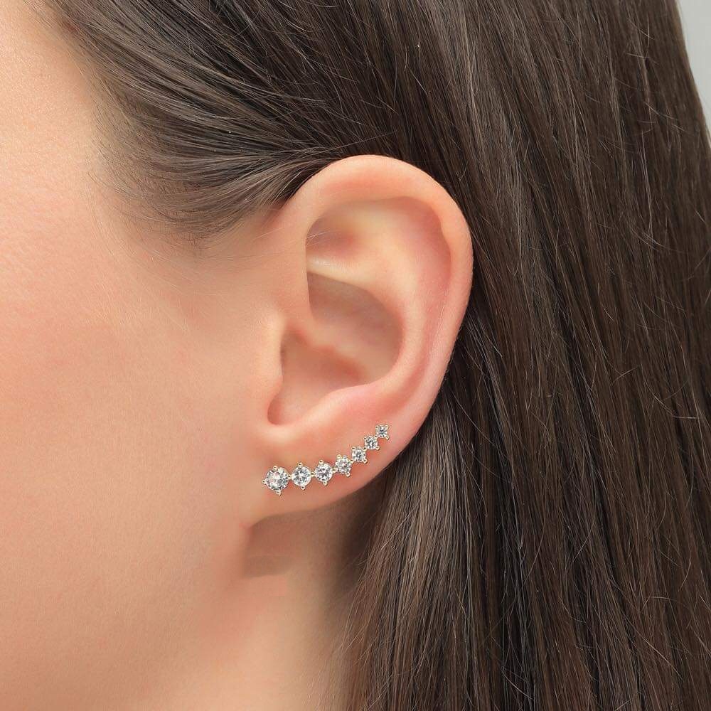 Khuyên tai bạc Thiên hà sao lấp lánh kẹp vành tai