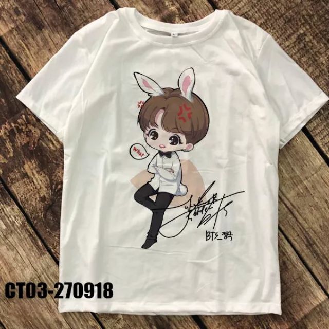 Áo Thun Thỏ Cooky Jungkook Chibi Chữ Ký - Big Size - CT03-270918