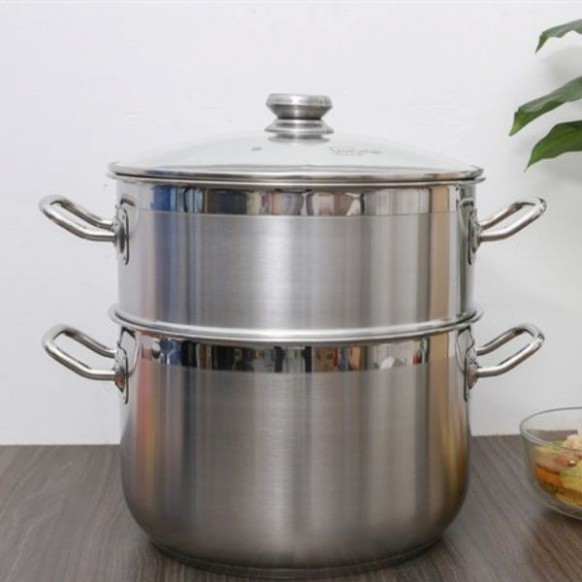 Bộ nồi xửng hấp inox 430 FiveStar Standard 3 đáy nắp kính (28cm)