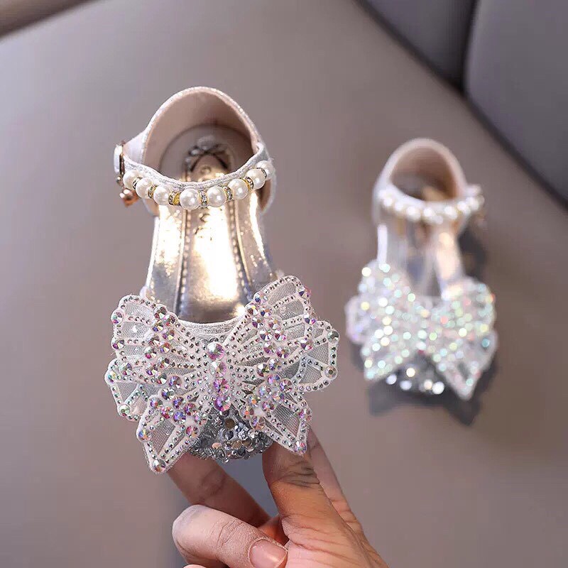 Sandal cho bé gái- dép cho bé gái nơ óng ánh cực cute mã f768