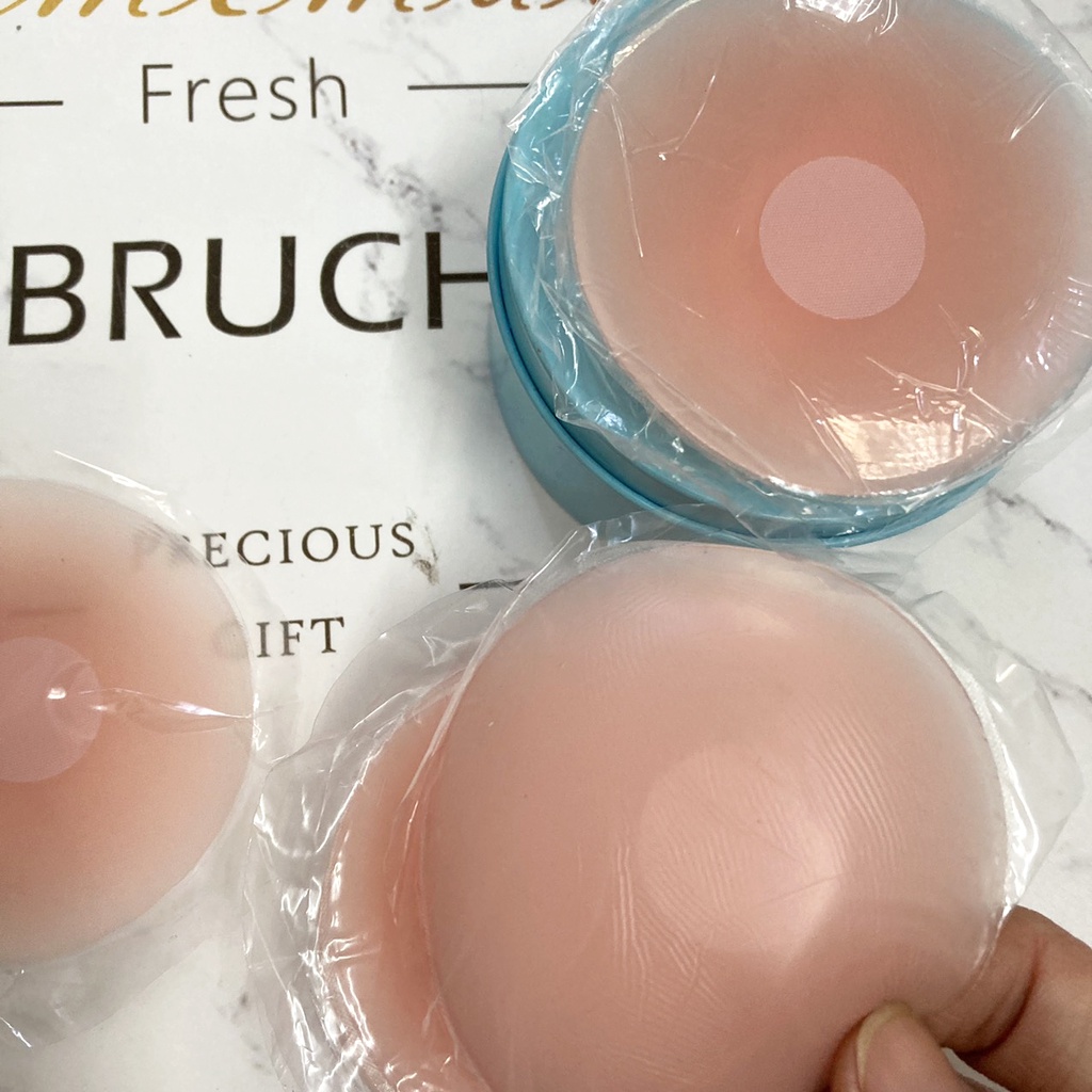 Miếng dán nhũ hoa hình tròn chất liệu silicon - hộp 5 cặp