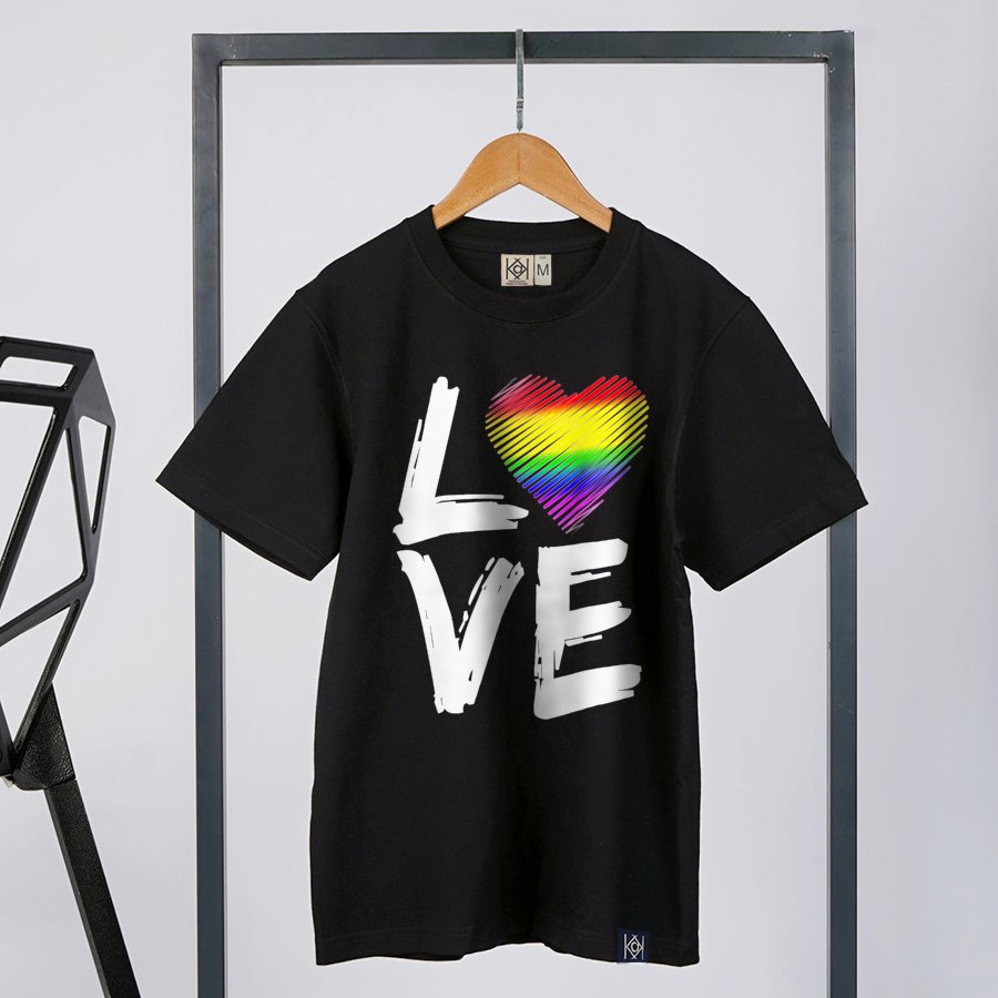 Áo thun chữ Love 7 màu quà ngày Valentine tình Yêu Cặp Đôi Couple ủng hộ LGBT phông Cotton In hình KK6001