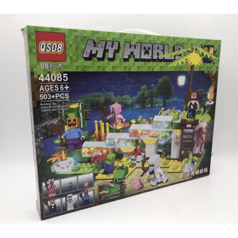 [Khai trương giảm giá] Lego Minecraft - HOT (Có Đèn) Bộ lắp ráp minecraft căn cứ bí mật - 503 miếng