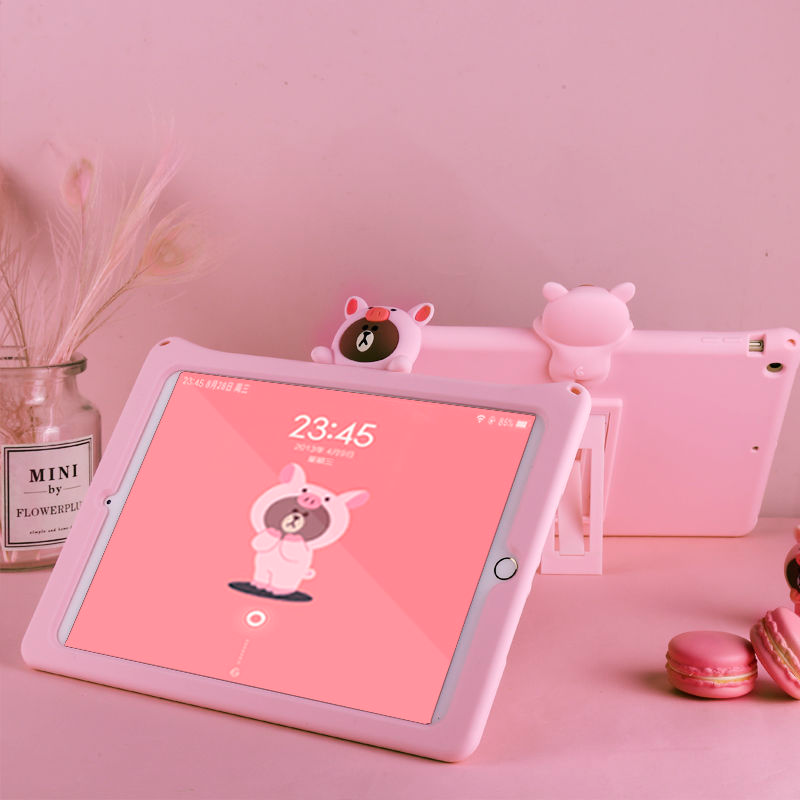 For iPad 7 8 10.2 inch 2019 2020 air 4 10.9 ipad 7 8 10.2 Pro 11 pro 9.7 2018 case ipad pro 10.5 inches iPad Pro9.7 2017/2018 air4 Air3 10.5 air2 air1 9.7 ipad mini 1 2 3 4 5 caseCute bear cartoon Pink brown bear portable fall prevention protective ipad c | BigBuy360 - bigbuy360.vn