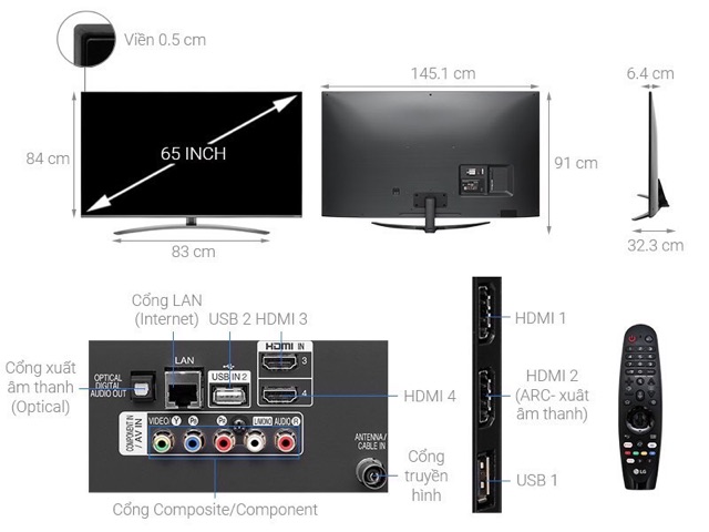 Smart Tivi NanoCell LG 4K 65 inch 65SM8100PTA ( HÀNG TỒN KHO BẢO HÀNH CHÍNH HÃNG 2 NĂM ) | BigBuy360 - bigbuy360.vn