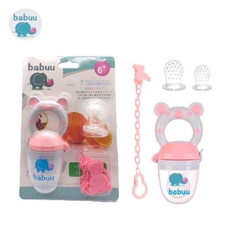 Túi Nhai Ăn Dặm Chống Hóc Babuu Kèm 3 Núm Nhai + Dây Đeo
