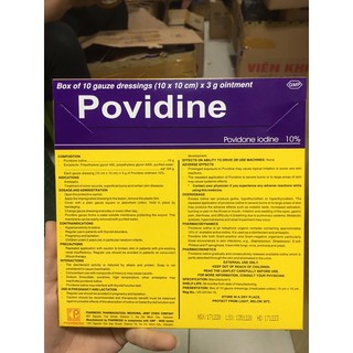 Gạc Povidine hộp 10 miếng