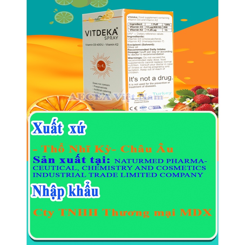 Vitamin D3K2 Bổ Sung Vitamin K2 D3 Hấp Thụ Calcium Tránh Còi Xương Thực Phẩm Bổ Sung Vitamin D K Dạng Xịt VitDeKa Spray