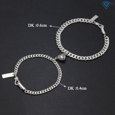 Vòng tay bạc cặp đôi nam châm trái tim khắc tên LTD0021 Trang Sức TNJ
