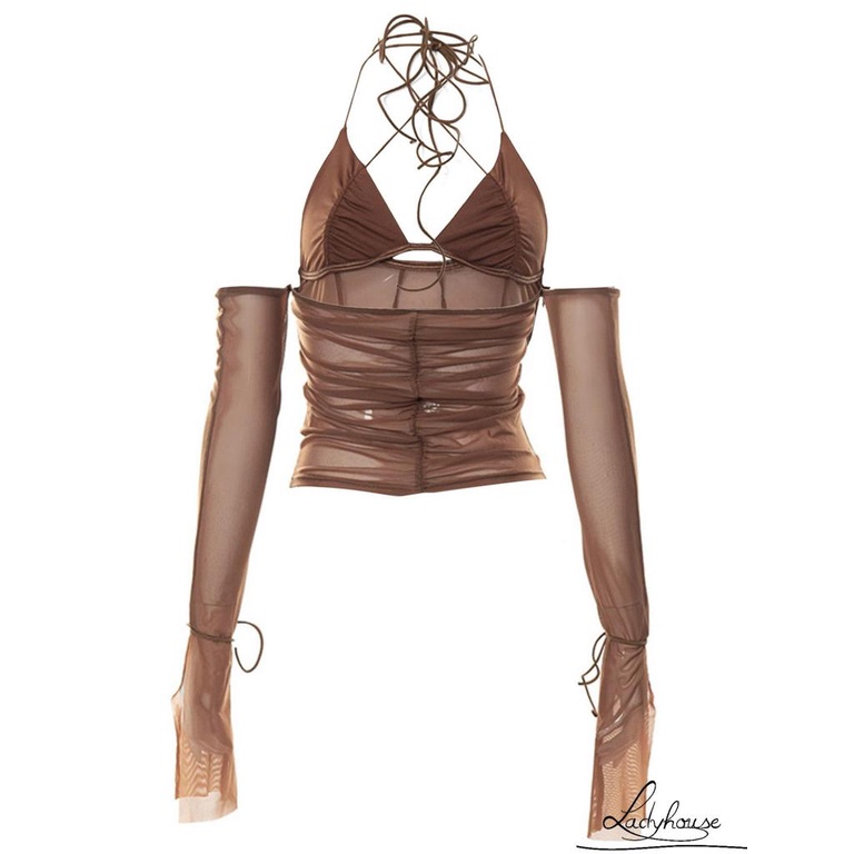 Áo Lưới Tay Loe Hở Lưng Gợi Cảm Dành Cho Nữ