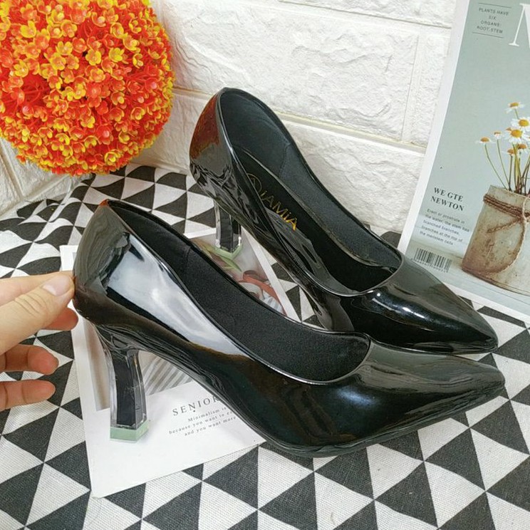 Giày Cao Gót Da Bóng Hàng Thiết Kế Gót Meka _HDO701 | BigBuy360 - bigbuy360.vn