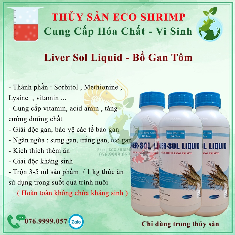 Liver Sol bổ gan -  giải độc khá.ng sinh -Tăng cường chức năng gan bổ sung dưỡng chất cho tôm cá # liver sol liqiid