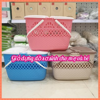 Làn nhựa sơ sinh có nắp tiện lợi, Làn nhựa đi sinh cho mẹ và bé