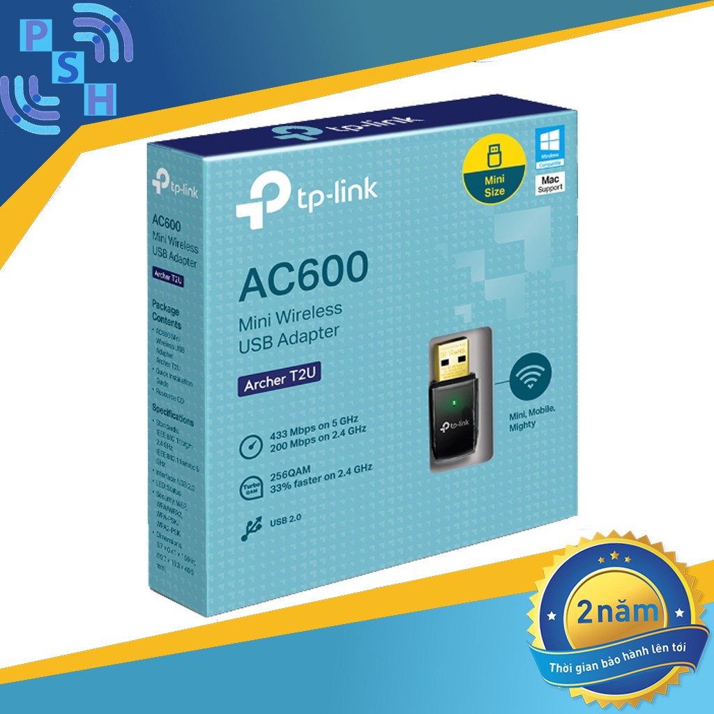 Bộ Thu Sóng Wifi Bằng USB Archer T2U v3 Băng Tần Kép Wi-Fi AC600 - Hàng Chính Hãng