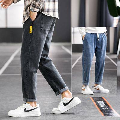 Quần jean Nam Thương hiệu Hợp thời trang Lỏng Thẳng Cỡ lớn Mùa Xuân và Mùa Thu Xu hướng Hàn Quốc