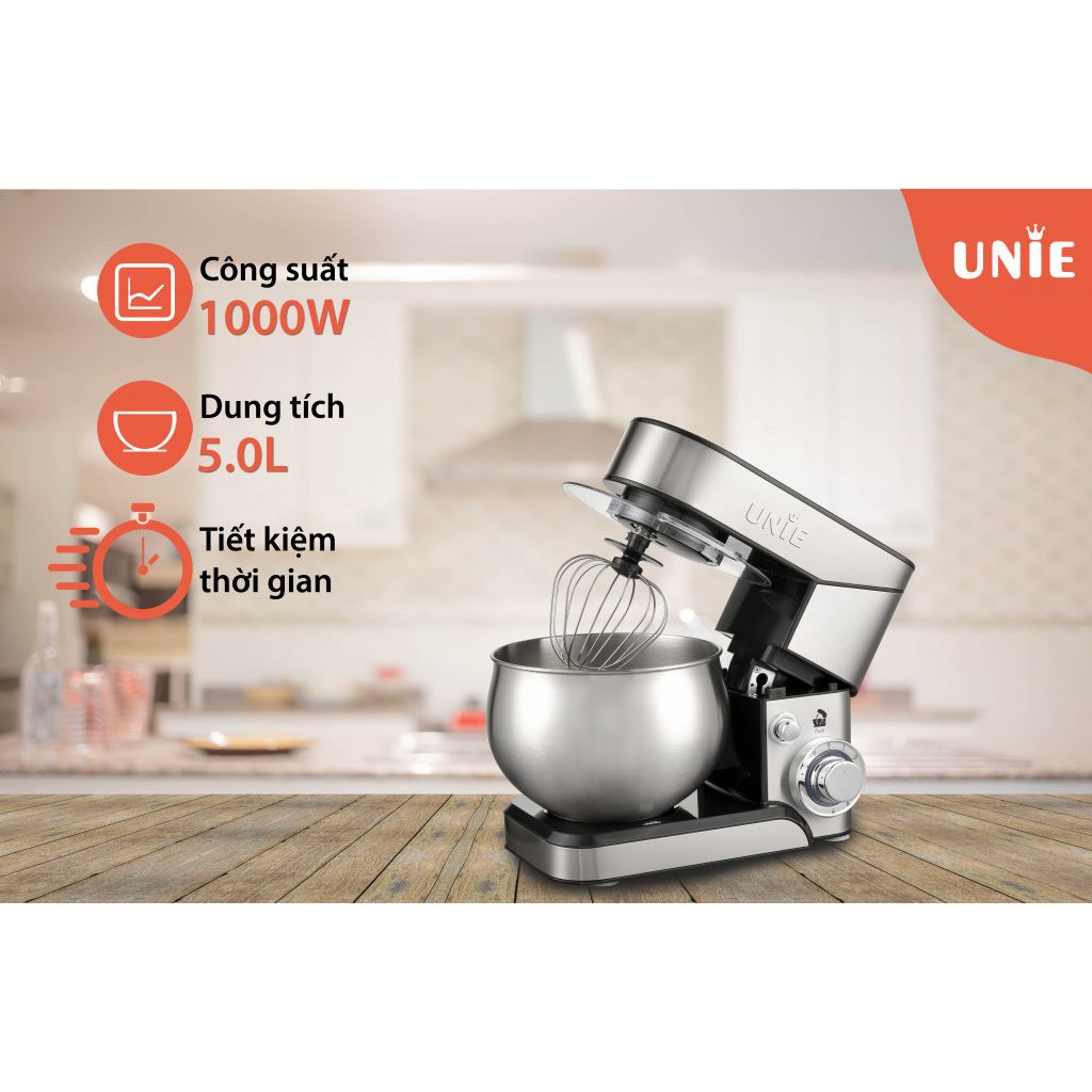 [Mã 66ELHASALE hoàn 7% đơn 500K] Máy nhồi bột kiêm đánh trứng UNIE M2 (5 lít) - Hàng chính hãng